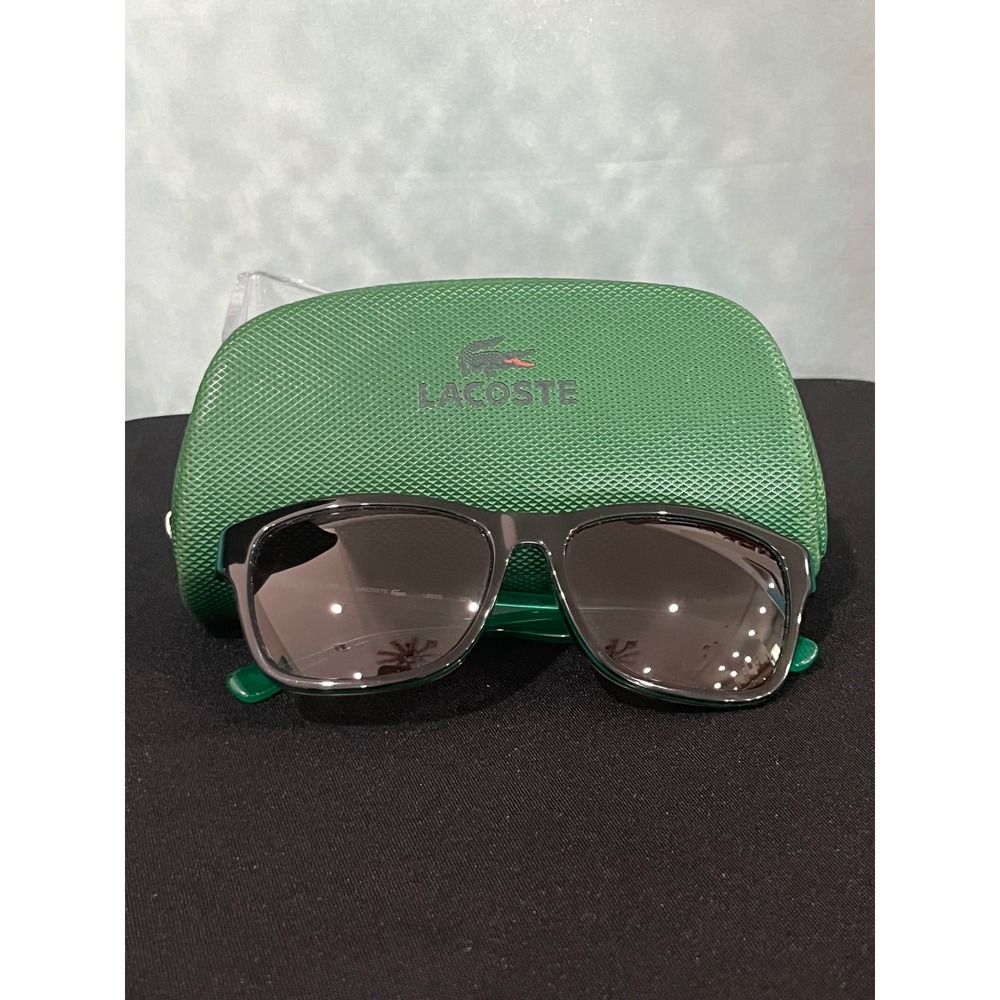 Lacoste L683S 220 Rectangle Sunglasses Green Black Two-Tone with Case